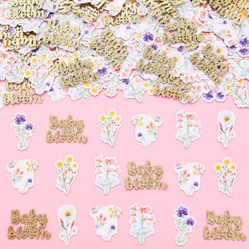 Confettis fleurs sauvages bébé en papier double face de table