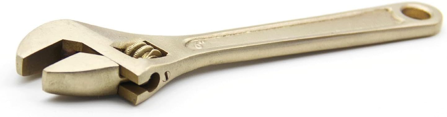 Non-Sparking 6 inch (150mm) Adjustable Wrench Aluminum-Bronze Non Spark, Jaw Capacity: 3/4" (19mm), Spark Free Safety, Non-Magnetic, Corrosion-Resistant