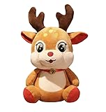 Cute Reindeer Plush Toy, 7.8' Reindeer Stuffed Animal with Bell, Christmas Plush Toys Xmas Decoration Indoor