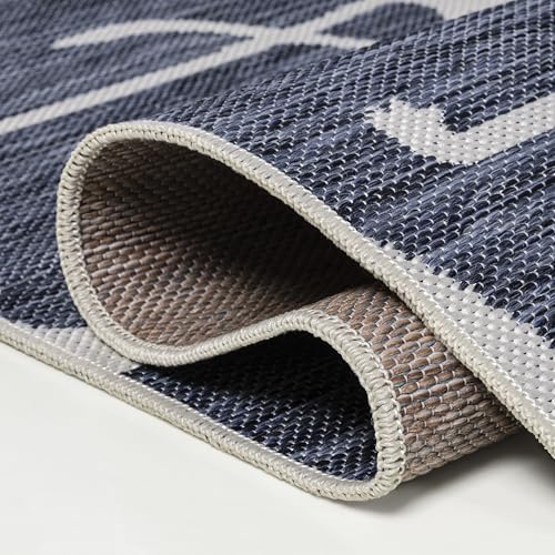 JONATHAN Y Flamingos Two-Tone Indoor Outdoor Runner Rug 2X8 Navy/White, Liana Casual Coastal for Backyard, Patio, Porch, Easy-Cleaning, High Traffic, Pet-Friendly, Non-Shedding (TSN401B-28) - Image 4