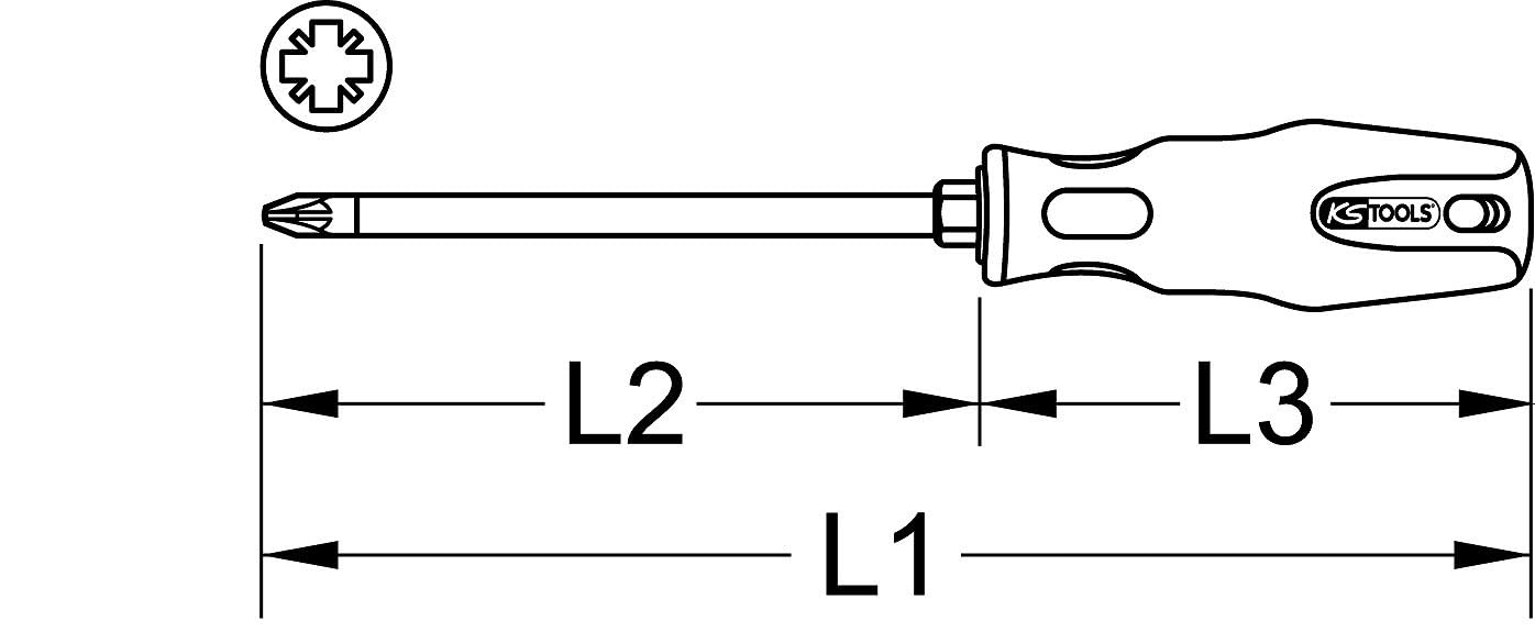 KS Tools 159.1047 Giravite ERGO+ p.viti a croce PZ0,180mm
