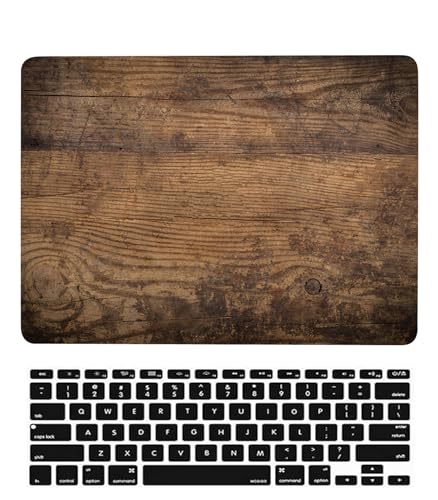 Custodia Compatibile con Macbook Pro 13 pollici 2020 2019 2018 2017 2016 A1706 A1708 A1989 A2159 A2251 A2289 A2338 M1, Case Rigida Protettivo Plastica Copertina & Tastiera Cover, Legno marrone