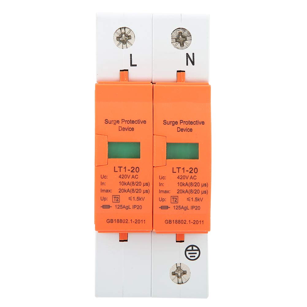 Surge Arrester, 2P 20kA 420V Low Voltage House Protective Device Surge Protector for Household Circuits - Image 3