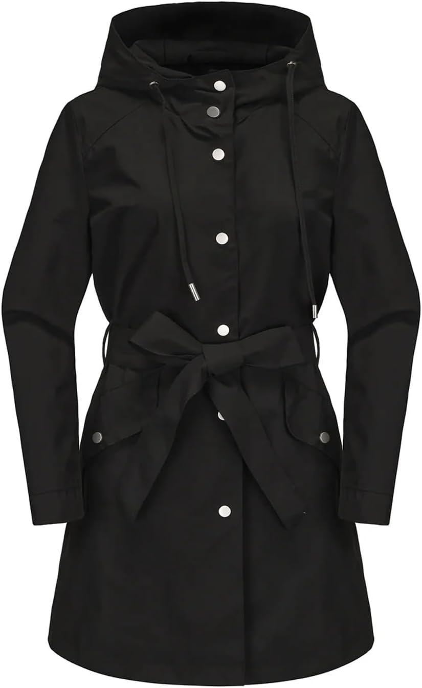 Women's Lightweight Hooded Windbreaker Jacket – Thin Waterproof Outdoor Hiking Coat with Zipper