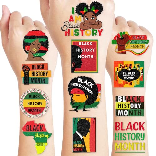 100PCS Black History Month Temporary Tattoos Stickers African Afro Americans