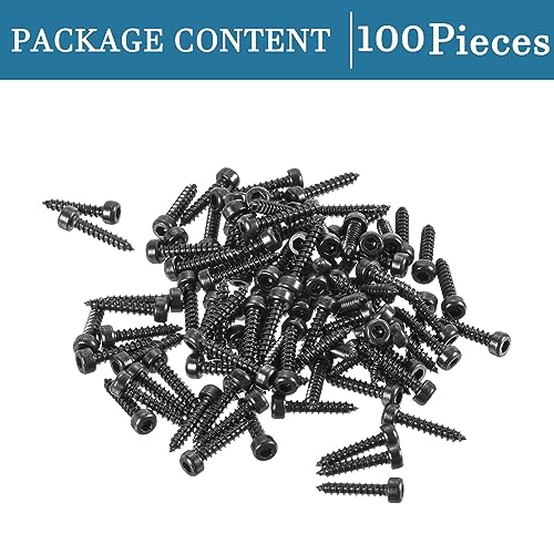QUARKZMAN 2mm x 10mm Selbstschneidend Schrauben x 100Stk Voll Gewinde Karbonstahl Sechskant Flach Kopf Selbstschneidend Schrauben für Möbel Bett Stühle [Schwarz]