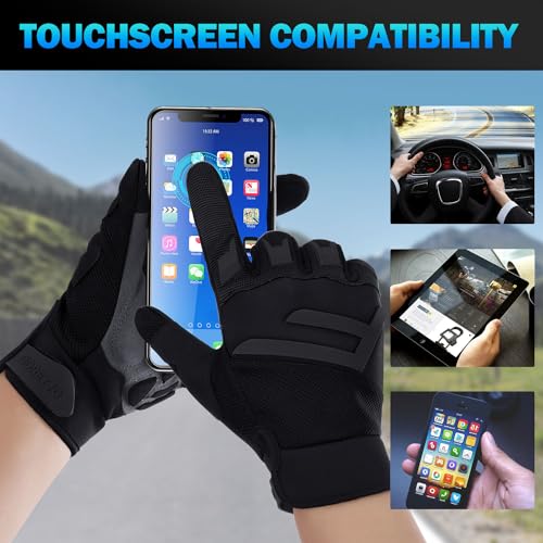 FIORETTO Mens Mountain Bike Gloves with 5MM Padded Knuckle Guard Touchscreen Cycling Gloves for MTB Racing Dirtbike Motocross Motorcycle Black X-Large - Thumbnail 4