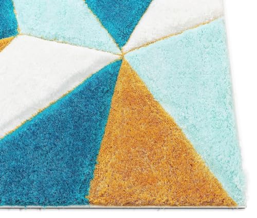 Image of SAGON Anti-Skid Shaggy Carpet Rug for Home | Ultra-Soft Plush Floor Mat for Living Room & Bedroom | Non-Slip, High-Density, Cozy Luxury Decor| 5 x 7 Feet Turquoise - T