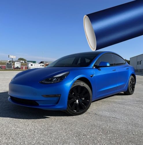Image of WALLMATE Matt Metallic Resent Blue Car Sticker Self Adhesive Bubble Free Vinyl Wrap for Car, Scooty, Cycle, Bike and Other Vihicle Interior & Exterior Decoration (Rasent Blue, 20X120 in)