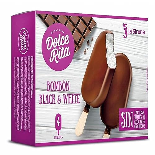 La Sirena Dolce Rita, Bombón Black and White, 4 unidades, 440ml (Congelado). Sin Lactosa Y Sin Gluten