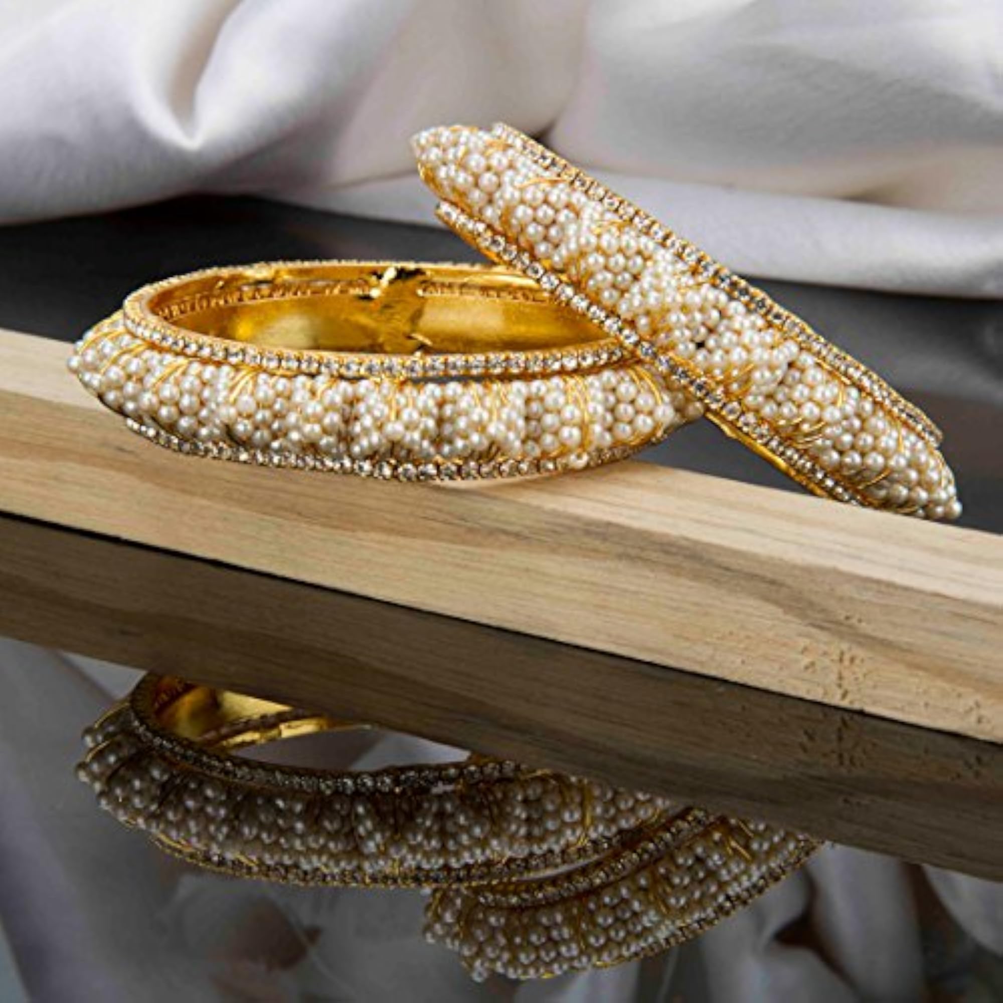 Handcrafted Pearls Studded Traditional Bangles Set