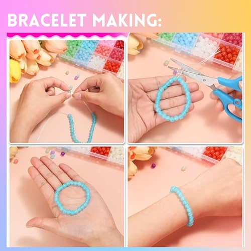 Image of Ambitieux 12 Types of Colorful 900+ pcs 8mm of Plastic Beads - Perfect for Crafting (12 Colors Sorted Beads), Multicolor