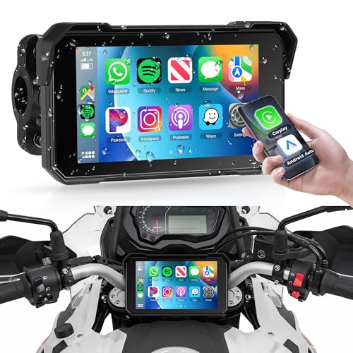 Image of Motorcycle CarPlay Screen 5 inch Portable Wireless Carplay Android Auto for Motorbike Waterproof Touchscreen, Supports GPS Navigation, Bluetooth, IP68 Waterproof for Motorbike