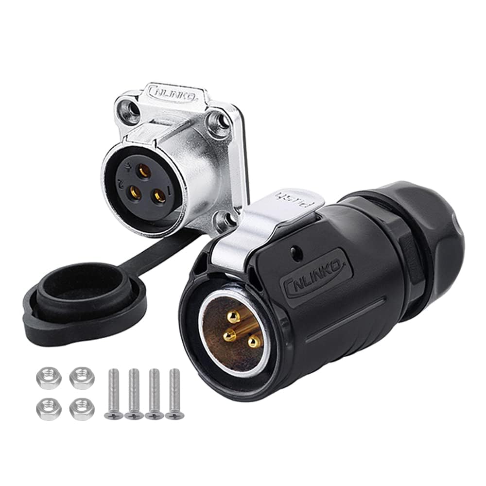 Conector de 3 pines m20 macho y hembra circular LP20 con protección IP65 IP67 contra agua y polvo