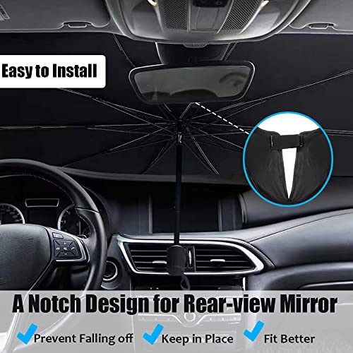 Pincuttee Car Windshield Sun Shade,Windshield Sunshade Umbrella Protector Retractable,Foldable Windshield Sun Shade Umbrella With Notch,Keep Car Cool,Easy To Use/Store(49.2" X 25.6") #TOP3