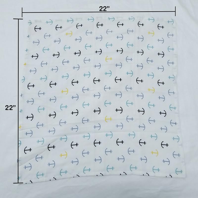 Image of Organic Cotton Muslin Pack of 5 Baby Large Napkins Multiuse Cotton Cloth Premium Baby Washable, Reusable, Absorbent, Extra Soft 55 X 55 Cm Random Print