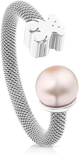 Anillo TOUS Icon Mesh de plata 925 con perla blanca de agua dulce de 0256 0276 in