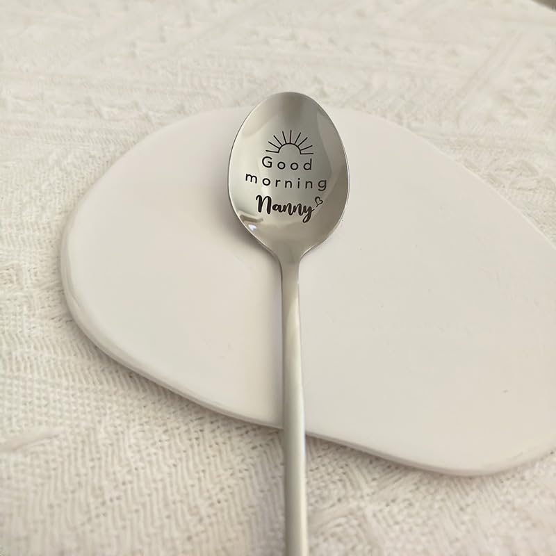 Nanny Gifts Spoons from Grandkids Grandchildren Good Morning Nanny Spoon for Nanny Tea Coffee Lovers Gifts Spoons for Nana Grandma Mothers Day Gift for Nana Grandmother