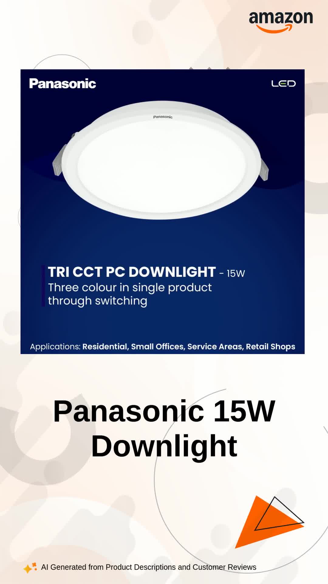 Panasonic 15W 3 in 1 Colour Downlight, Tri Colour Rund False