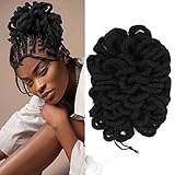 Abellee DreadLock Bun Afro High Puff Drawstring Ponytail Wig Synthetic Faux Locs Hair Bun Pony Tail Hairpieces Clip In Hair Extentions for Black Women (DC1B)
