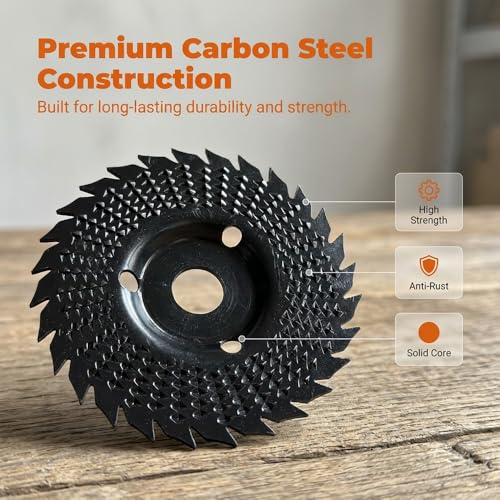 Image of 3PCS Wood Carving Disc Set, 2026 New Carbon Steel Grinding Wheel for Angle Grinder 4 inch & 4.5 inch, Wood Sanding Disc Attachment for Shaping, Cutting, Polishing, Surface Finishing (5 Pcs)