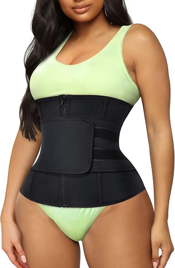 TrainingGirl Women Waist Trainer Cincher Corset Tummy Control Workout Sweat Band Slimmer Belly Belt Weight Loss Sports Girdle (Black, X-Large)