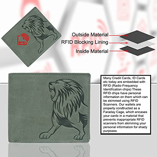 Leo Leather Wallet Combo for Men, Vintage Green + Pen + Keychain, Two Fold Wallet4