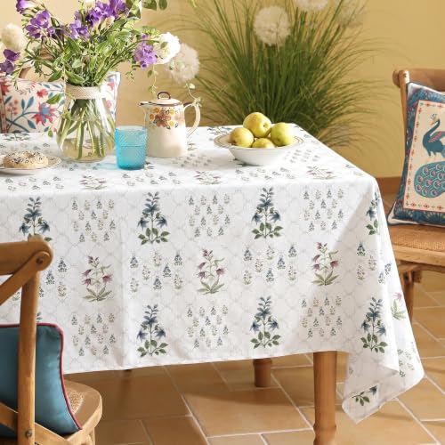 ishro home Premium Dining Table Cover 6 Seater | Table Cover Cloth | Table Cloth 6 Seater – Soft European Fabric, Frill Design, Machine Washable | (Kyoto Bloom, 56x90 Inch (6-8 Seater))