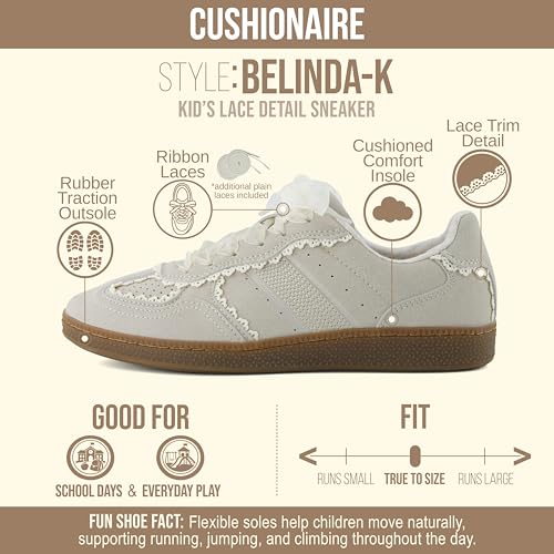 CUSHIONAIRE Belinda Lace Detail Casual Sneakers for Girls – Ribbon Lace-Up Girls Shoes with Soft Cushion Support - Image 5