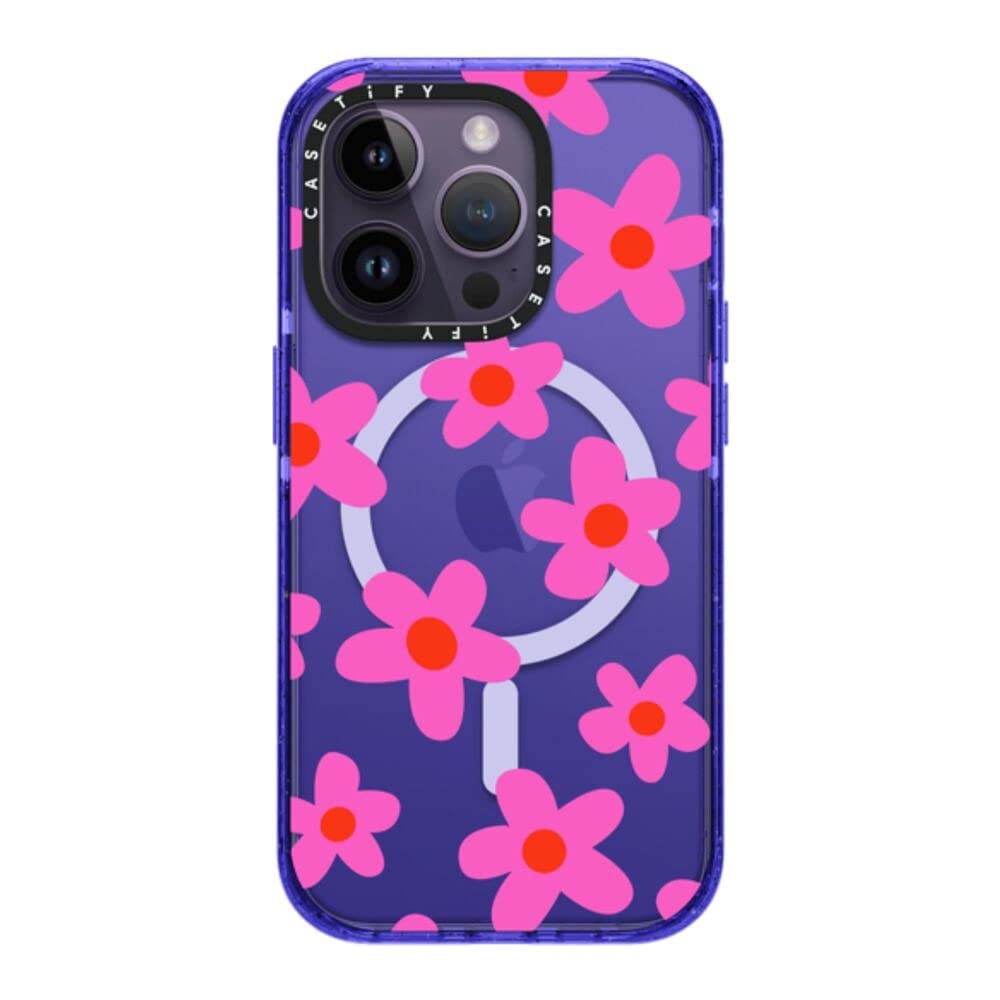 Coque fleurs rétro rose iPhone 14 Pro Casetify style années 70 - 8