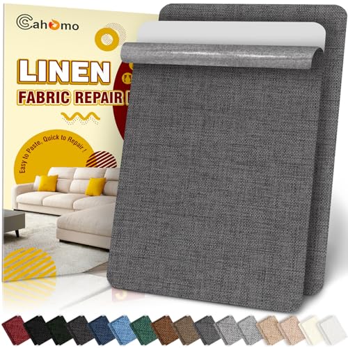 Flicken Selbstklebend Stoff Cahomo Leinenstoff Patches Stoffflicken Selbstklebend 20x30 cm 2 Stück Leinen Reparatur Patches für Sofa Autositze Bootssitze Bürostuhl Vorhang - Dunkelgrau