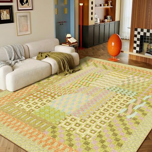 Tapete moderno geométrico lavable 9x12 verde
