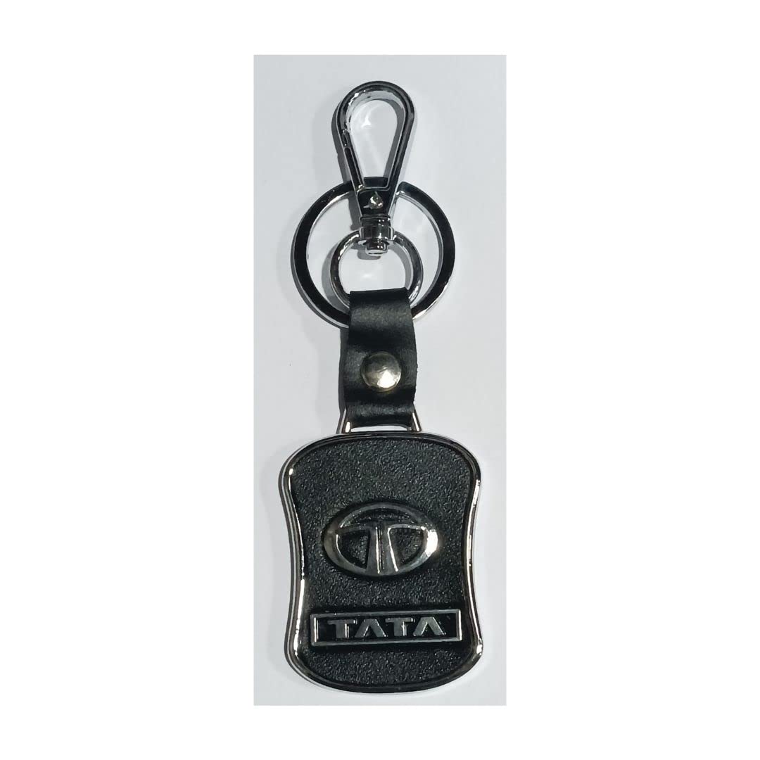 Modern Leather and Chrome Hook Keychain | Car Designer Keyring, Pack Of 1-image-1