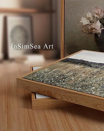 insimsea framed canvas wall art vintage decor landscape wall art meadow with flowers art modern farmhouse decor cottagecore bedroom bathroom office decorations 2434x3634