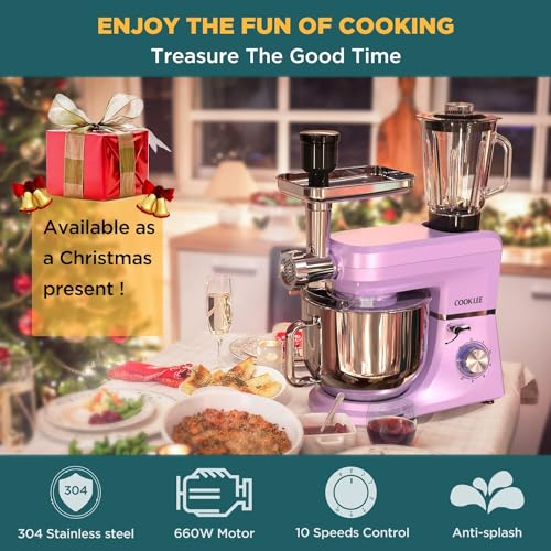 COOKLEE-6-IN-1-Stand-Mixer-85-Qt-Multifunctional-Electric-Kitchen-Mixer-with-9-Accessories-for-Most-Home-Cooks-SM-1507BM-Lavender