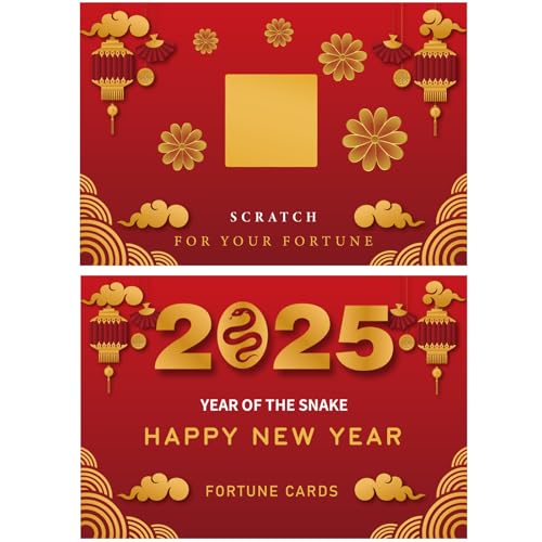 30 Count Chinese New Year 2025 Scratch Off Card Game - Year of the Snake Fortune Cards - Fun Activity for Lunar New Year, Chinese New Year's Celebration Party, Office Party - Decorations & Favors