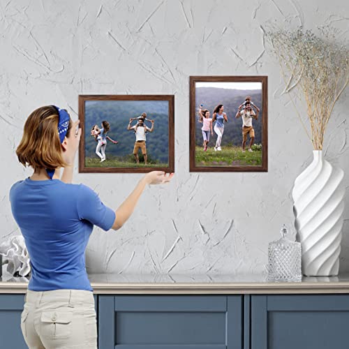 Image of Giftgarden 8x10 Picture Frame Brown Set of 12, Multi Rustic Walnut Wood-Color 8 by 10 Photo Frames Bulk for Wall or Tabletop Display