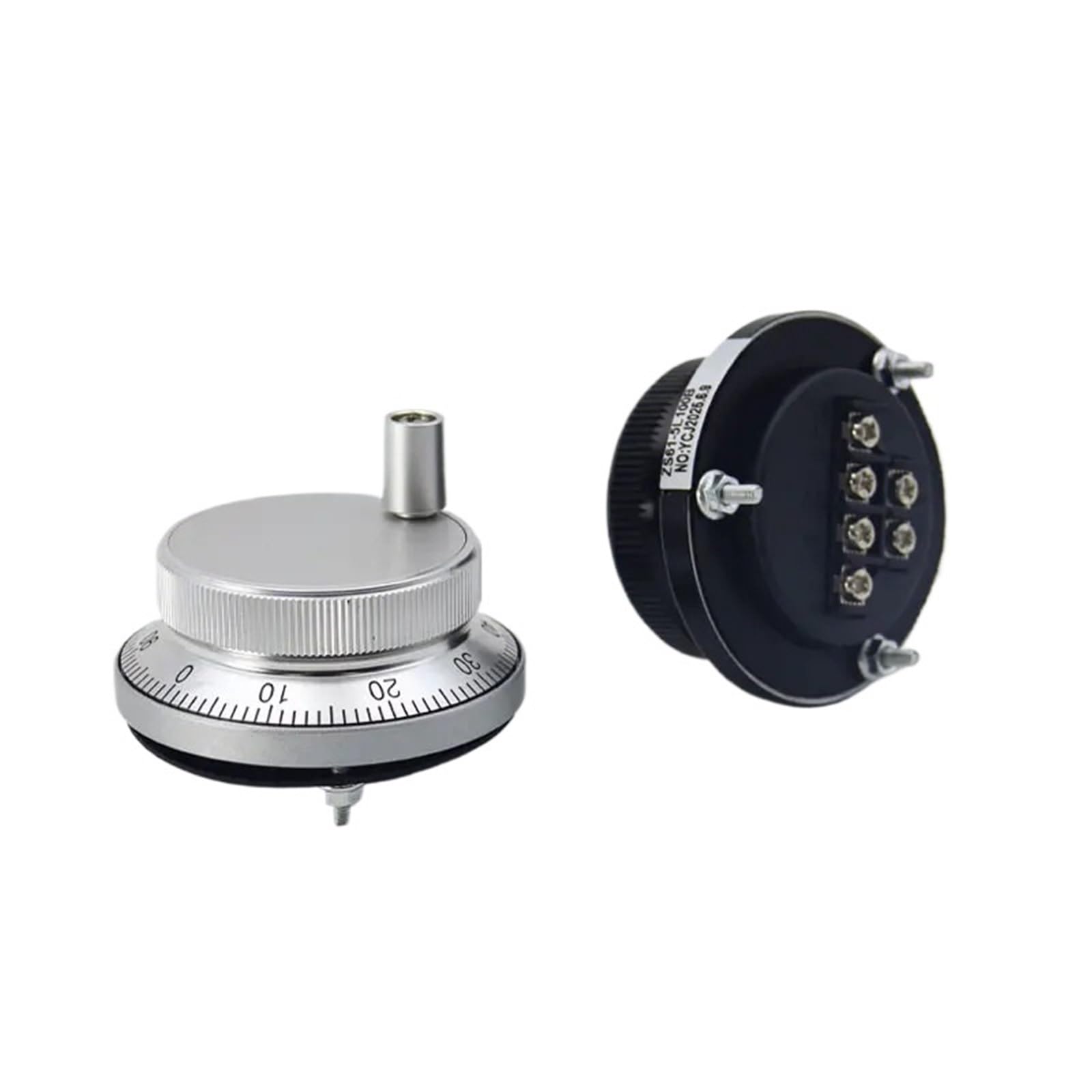 Ręczna kierownica impulsowa 60 mm, 100PPR, ręczny generator impulsów, enkoder obrotowy, sterowanie, elektroniczna gałka ręczna(Silver-60 mm, 5V-100PPR-6pin)