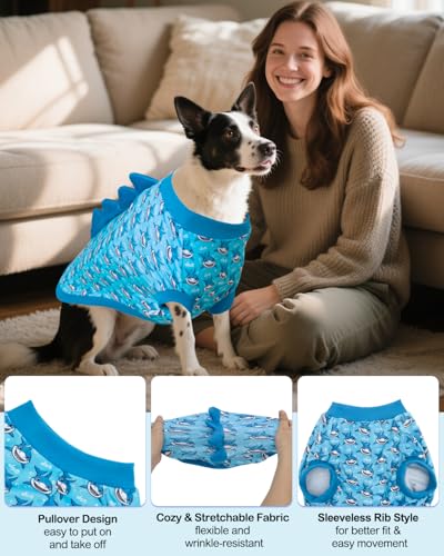 Image of CuteBone Dinosaur Costume Dog Shirt, Stretchy Velvet T-Shirt Clothes for Medium Dogs, Soft & Breathable Pet Tee Outfit Frenchie Apparel for Daily Wear, Cozy Pullover Design Puppy Fashion COSBX04XXL