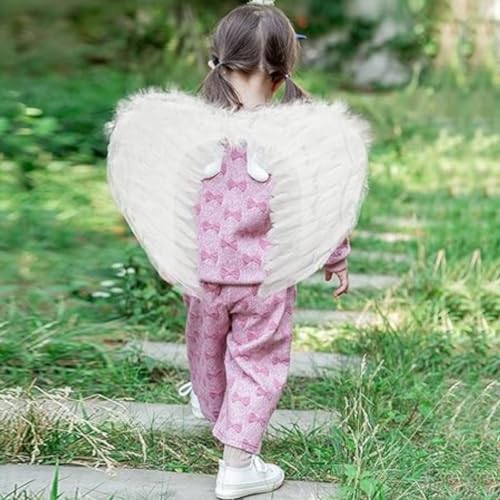 Image of WANNA PARTY Angel Wings - White Feather Angel Wings - Halloween Angel Outfit Cosplay Costume Accessories for Kids (White)