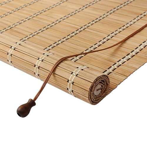 Cortina Bambu Con Elevador Anti-UV Privacidad Persianas Enrollables Interior Tejida a Mano Estores Bambú Enrollables Impermeable Sombra Solar 45 50 60 70 80 90 100 110 120 130 140 150 160 170 180cm