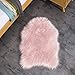 Teppich Wölkchen Kunstfell Fell-Teppich | Flauschiger Schaffell Bettvorleger für Schlafzimmer Bett oder Wohnzimmer Sofa Deko | Lammfell Läufer Waschbar | 55 x 80 cm - Fellform - Rosa