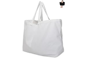 White Beach Bag - 27" Large Canvas Tote Bag - Extra Big & Largest Reusable