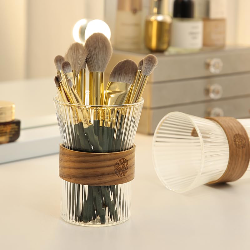 Arcanine Pencil Holders Round Wooden Art Pen Holder Makeup Brush Storage Basket Multifunctional Desktop Tidy Organizer for Home, School, Office, 6cm in Diameter