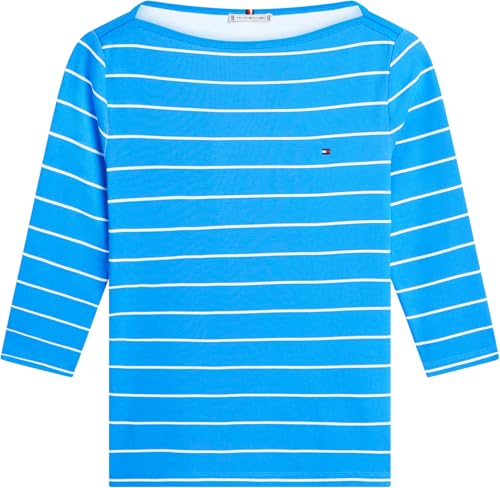 Tommy Hilfiger Damen Slim Cody Boat-Nk 3/4Slv Ww0Ww40589, Blau, L
