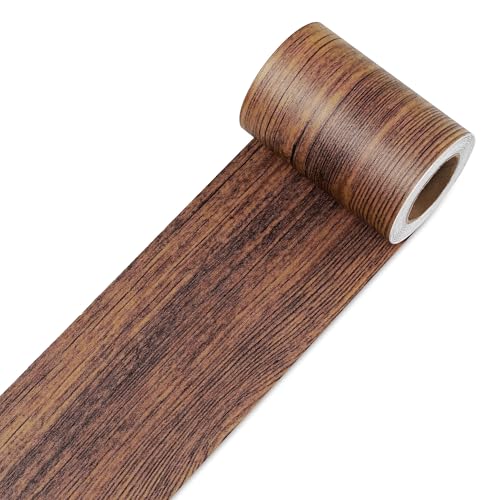 Decotalk Frise de Papier Peint en Grain de Bois 7.6x600cm Amovible et Imperméable Papier Adhésif Autocollant Murals Adhesif Murale Plinthe Adhesive PVC...
