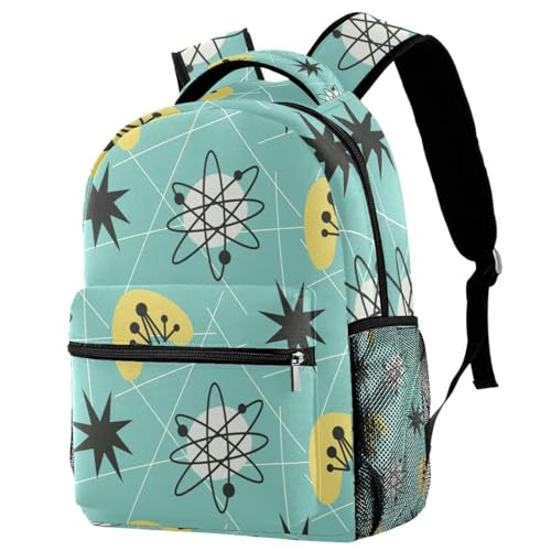 Sac à dos d'école multicolore 1950 Atomic Vintage pour ados et adultes de 29.4x20x40cm