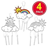 Baker Ross AG241 Regenbogen Sonnenfänger mit Windspiel-Bastelset Dekorieren-Spielzeugneuheit für Kinder, perfekte Party, Beute oder Preissackfüller (4er-Pack), Farblos, Assorted, 4 Pack - 2
