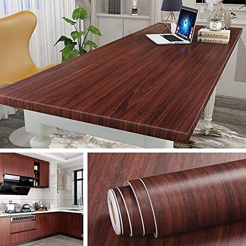 Image of NAREVAL Wooden Wallpaper DIY Self Adhesive Wallpaper Vinyl Door, Office, Wooden Furniture, Shelf Liner, Almirah, Table Top, (Dark Wood Y1)