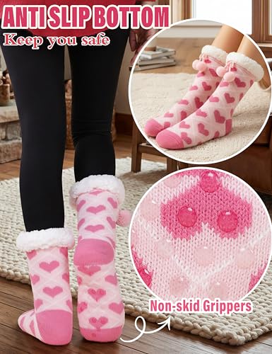 Image of MOGGEI Fuzzy Slipper Socks for Women, Warm Cozy for Winter, Non Slip Grips | Extra Soft Fluffy Lining, Anti-Skid Grippers, Thick Plush Cuff, Smooth Toe, Gifts,Thermal Fleece Cabin Socks, for Home Sleep